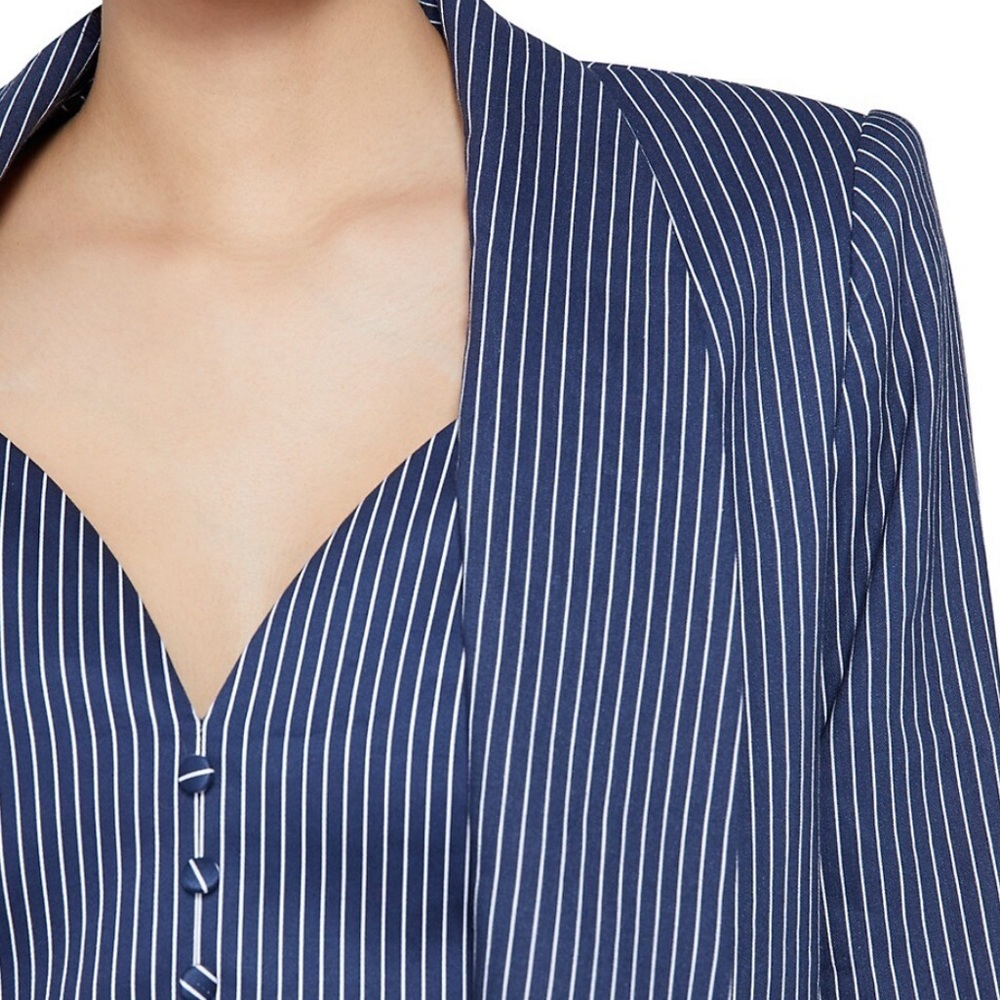 Alice + Olivia Kylie Shawl-Collar Striped Blazer In Love Me Stripe - Medium - Picture 3 of 7